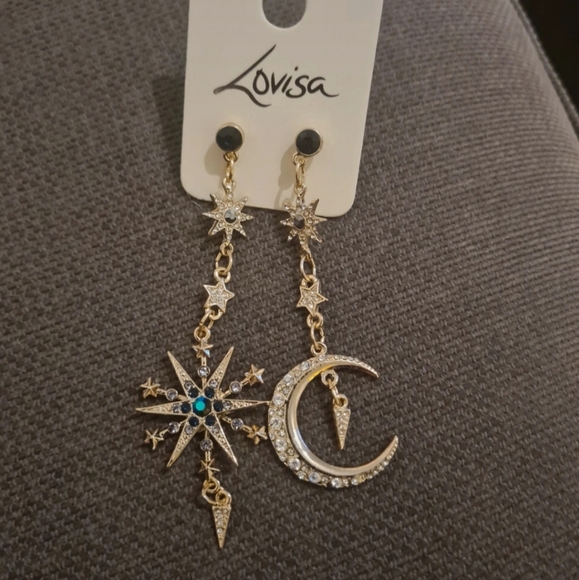Lovisa moon and stars gold diamanté Earings - Picture 2 of 3